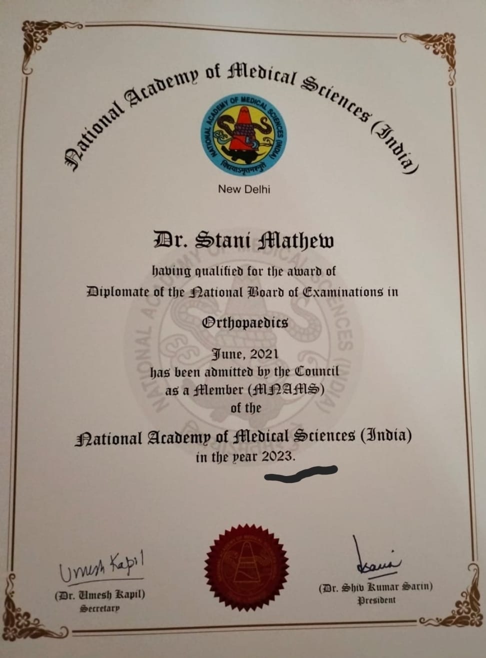 Doctor's certificate