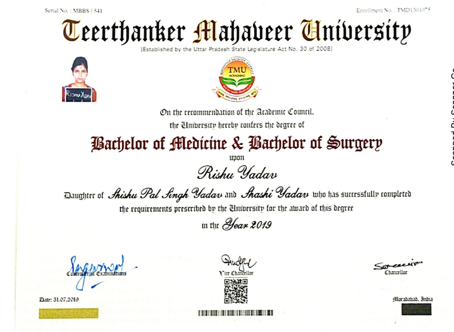 Doctor's certificate