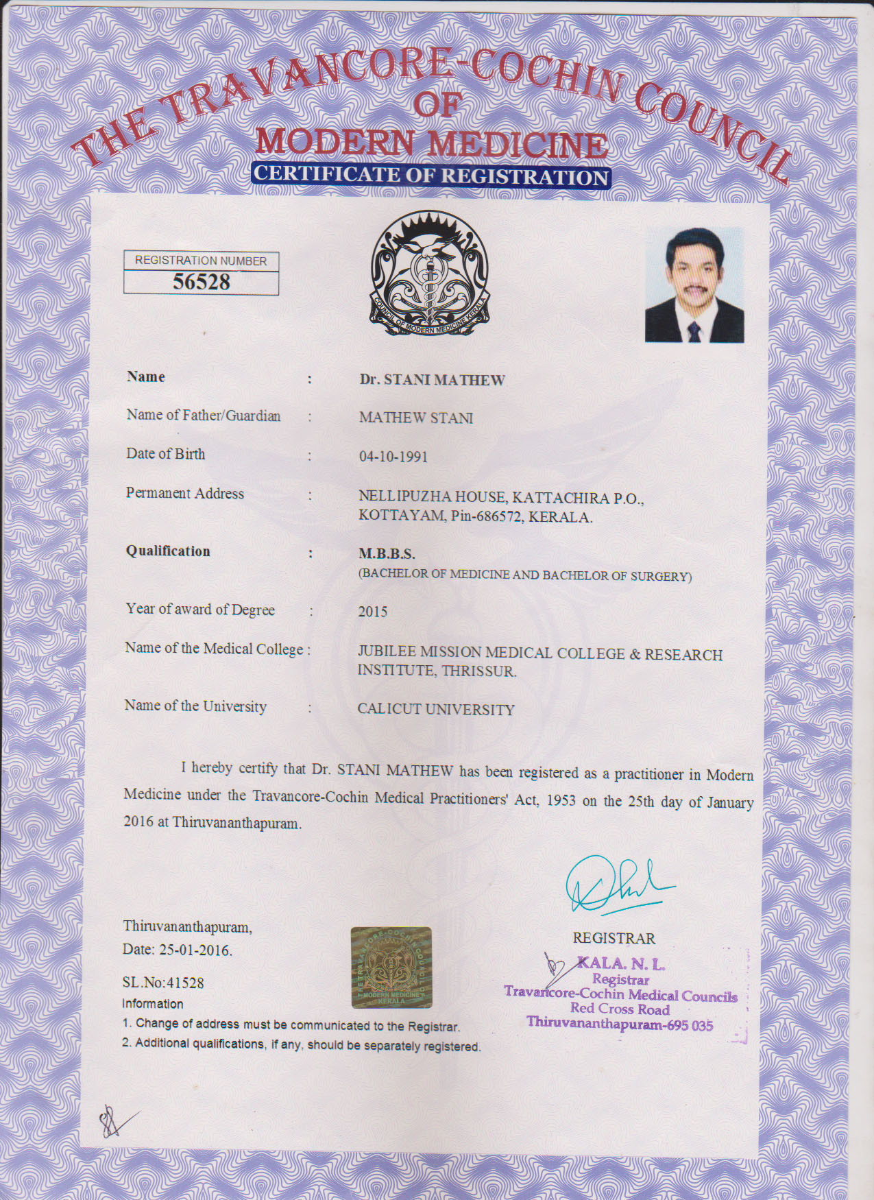 Doctor's certificate