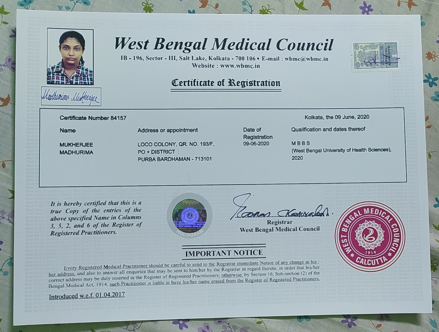 Doctor's certificate