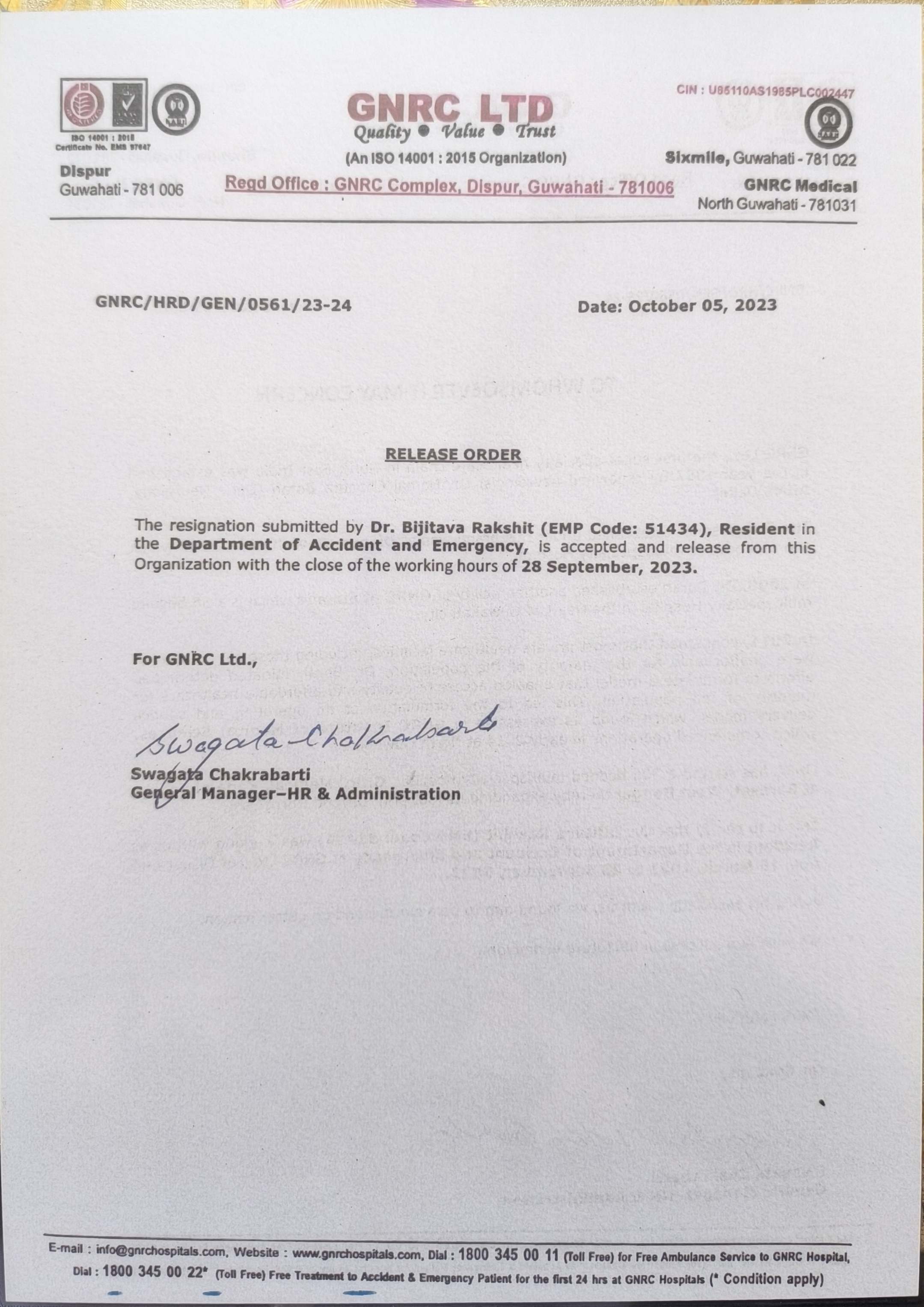 Doctor's certificate