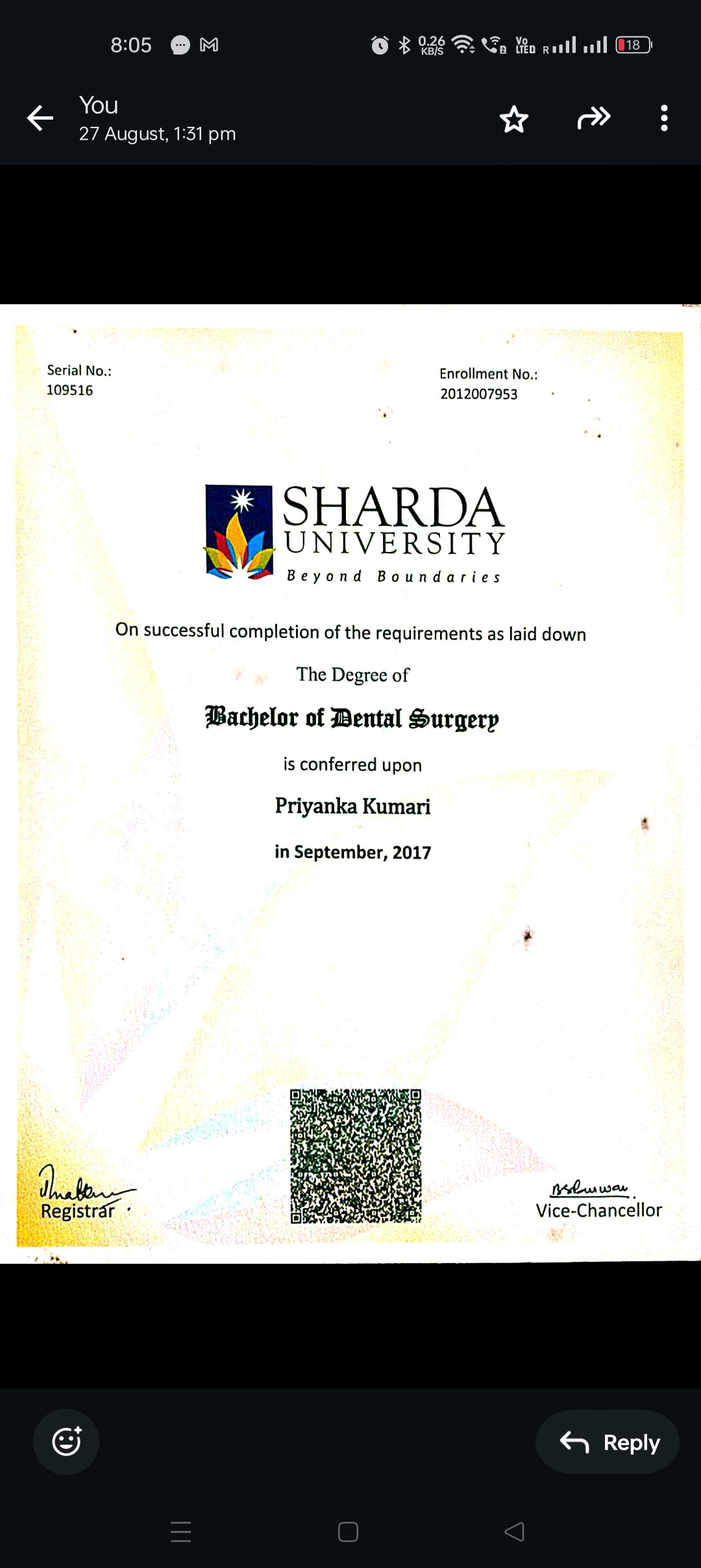 Doctor's certificate