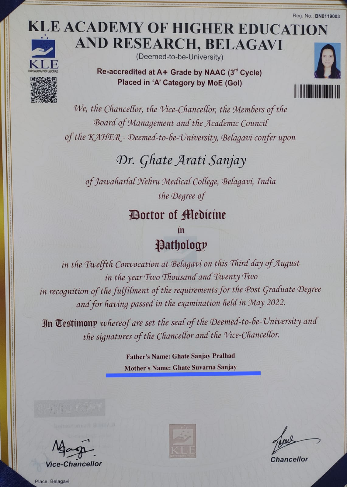 Doctor's certificate