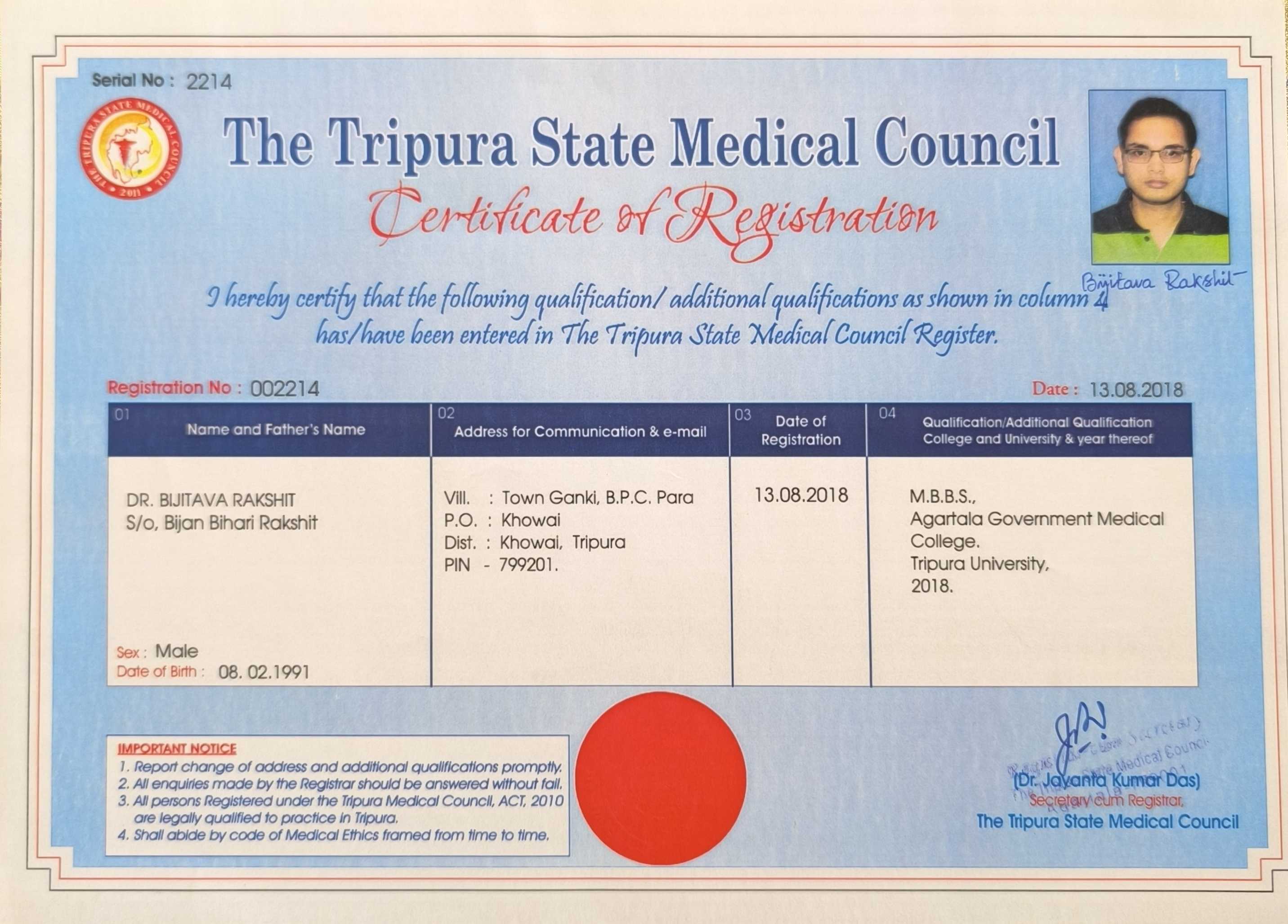 Doctor's certificate