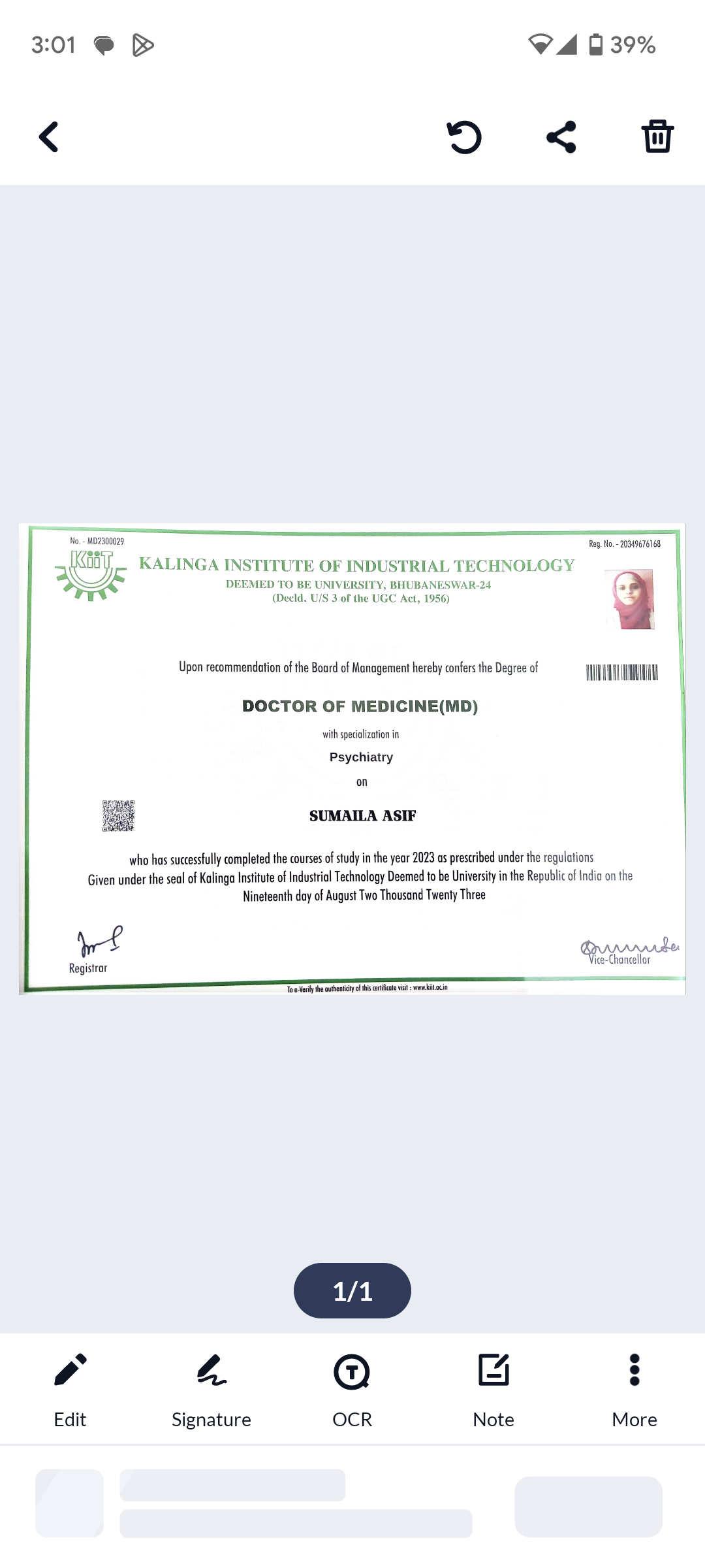 Doctor's certificate