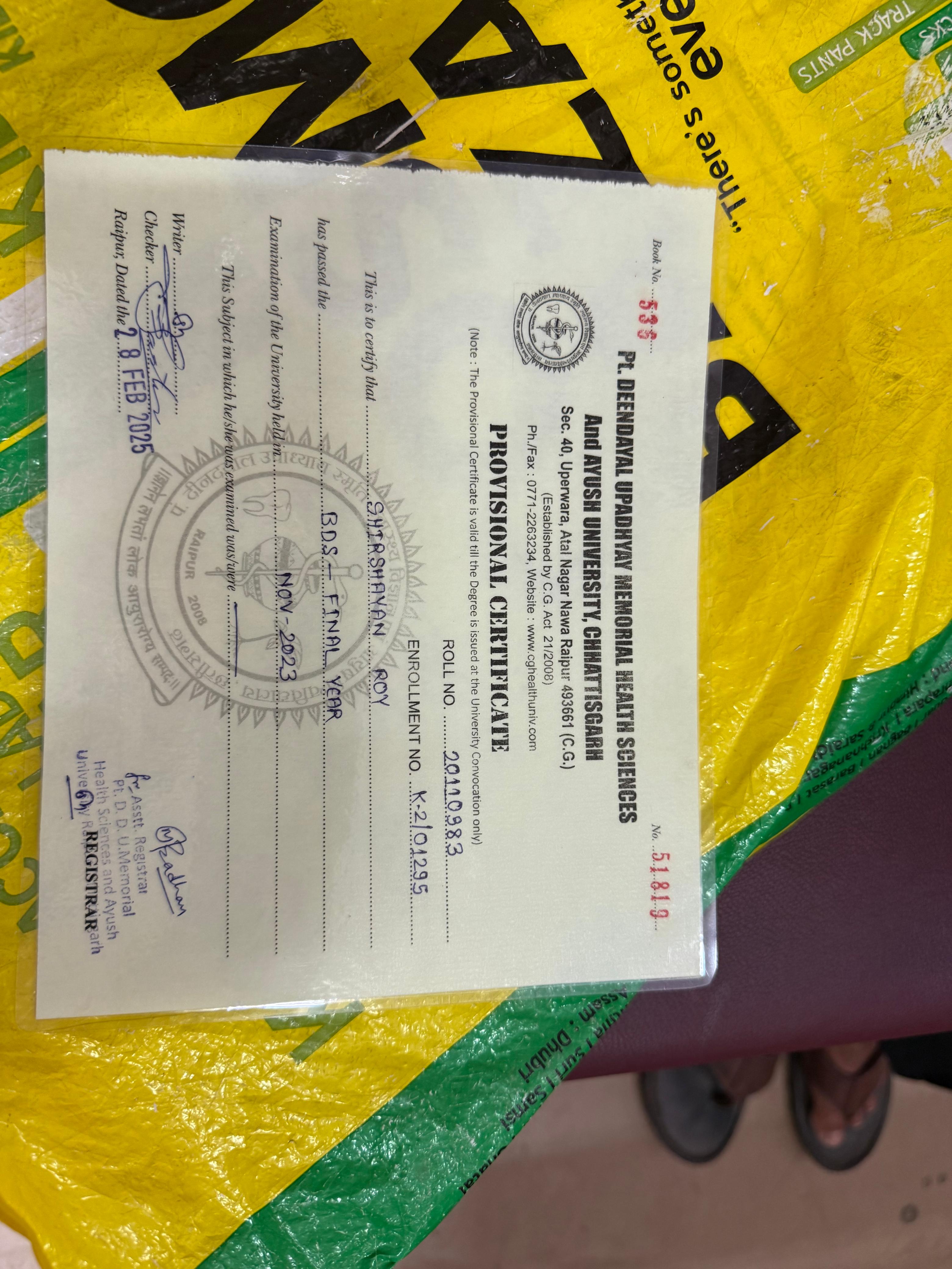 Doctor's certificate