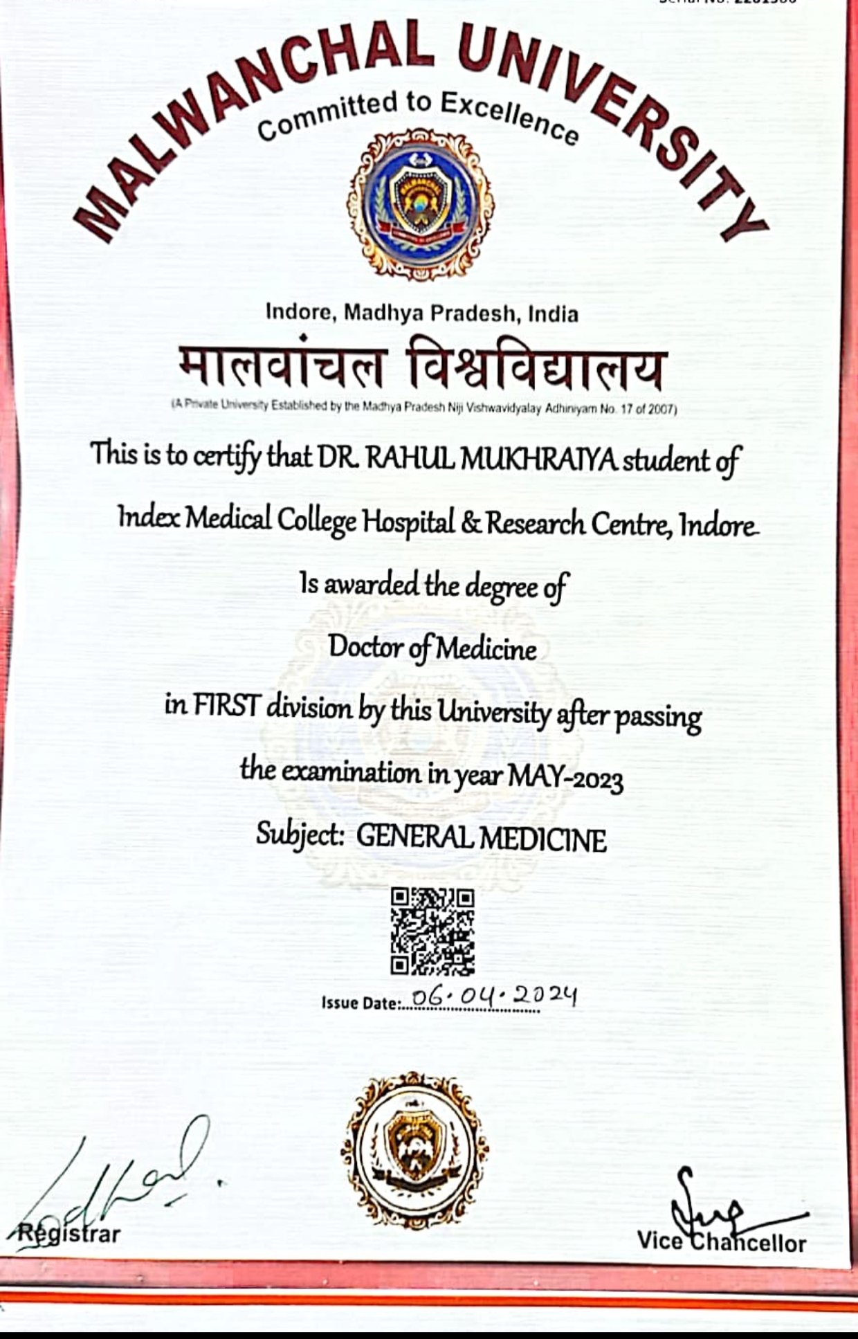Doctor's certificate