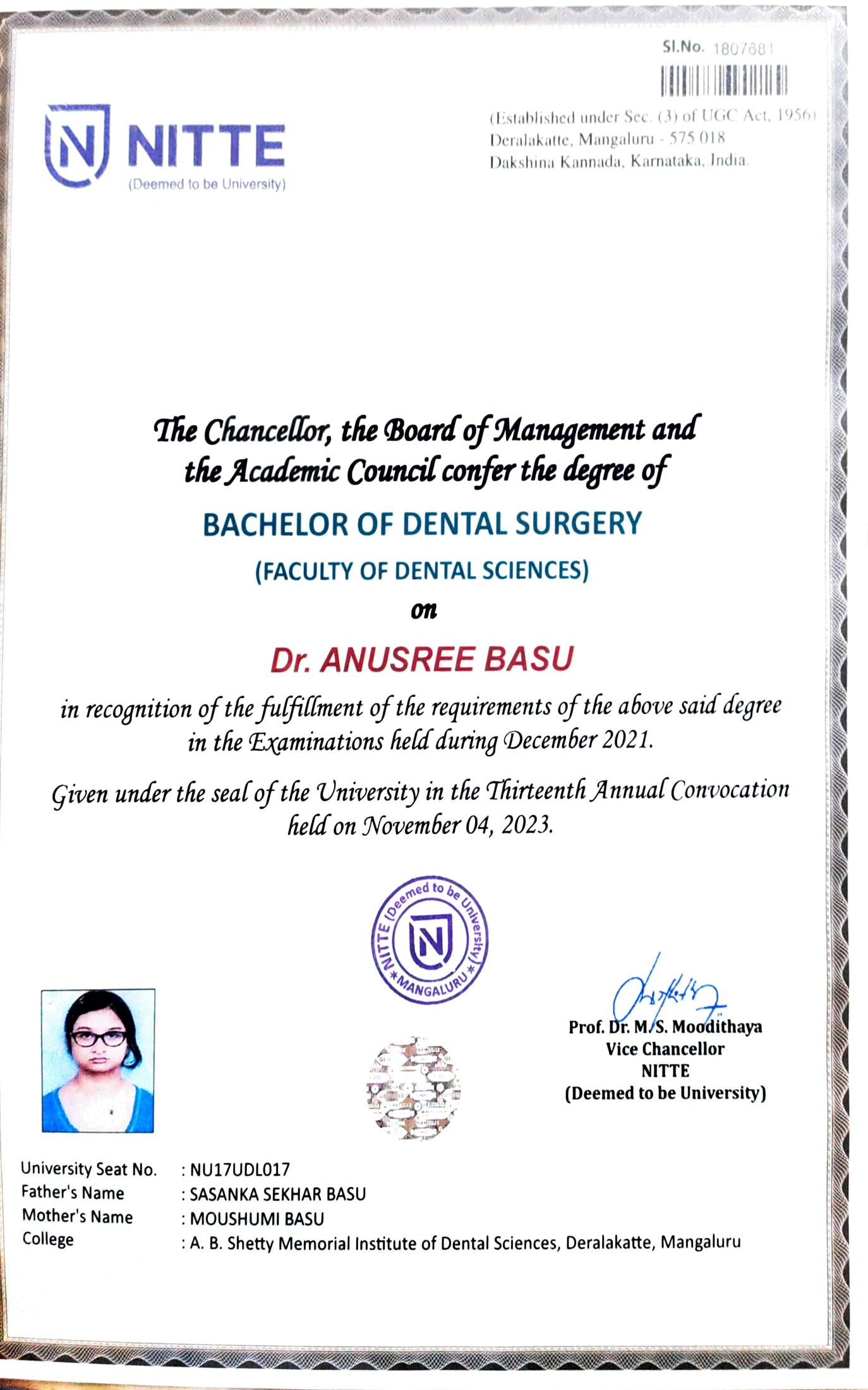 Doctor's certificate