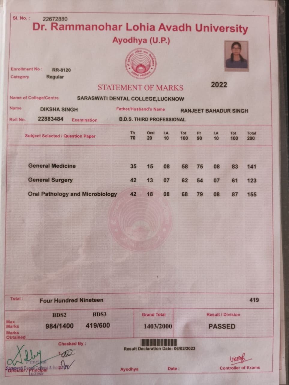 Doctor's certificate