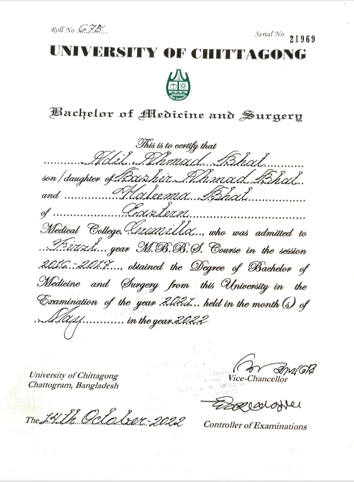 Doctor's certificate