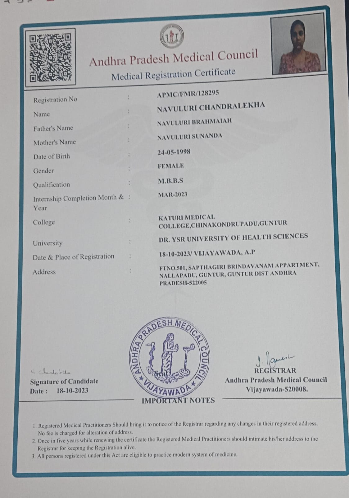 Doctor's certificate