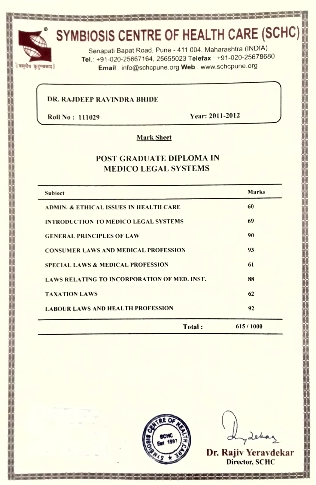 Doctor's certificate