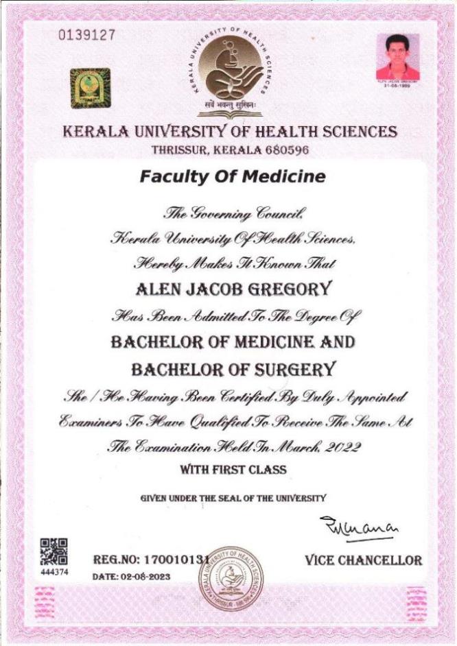 Doctor's certificate