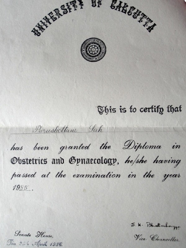 Doctor's certificate