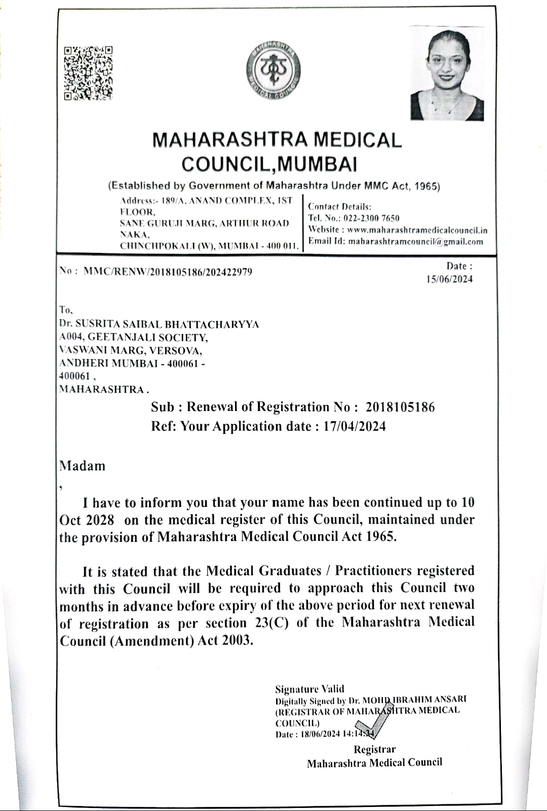 Doctor's certificate
