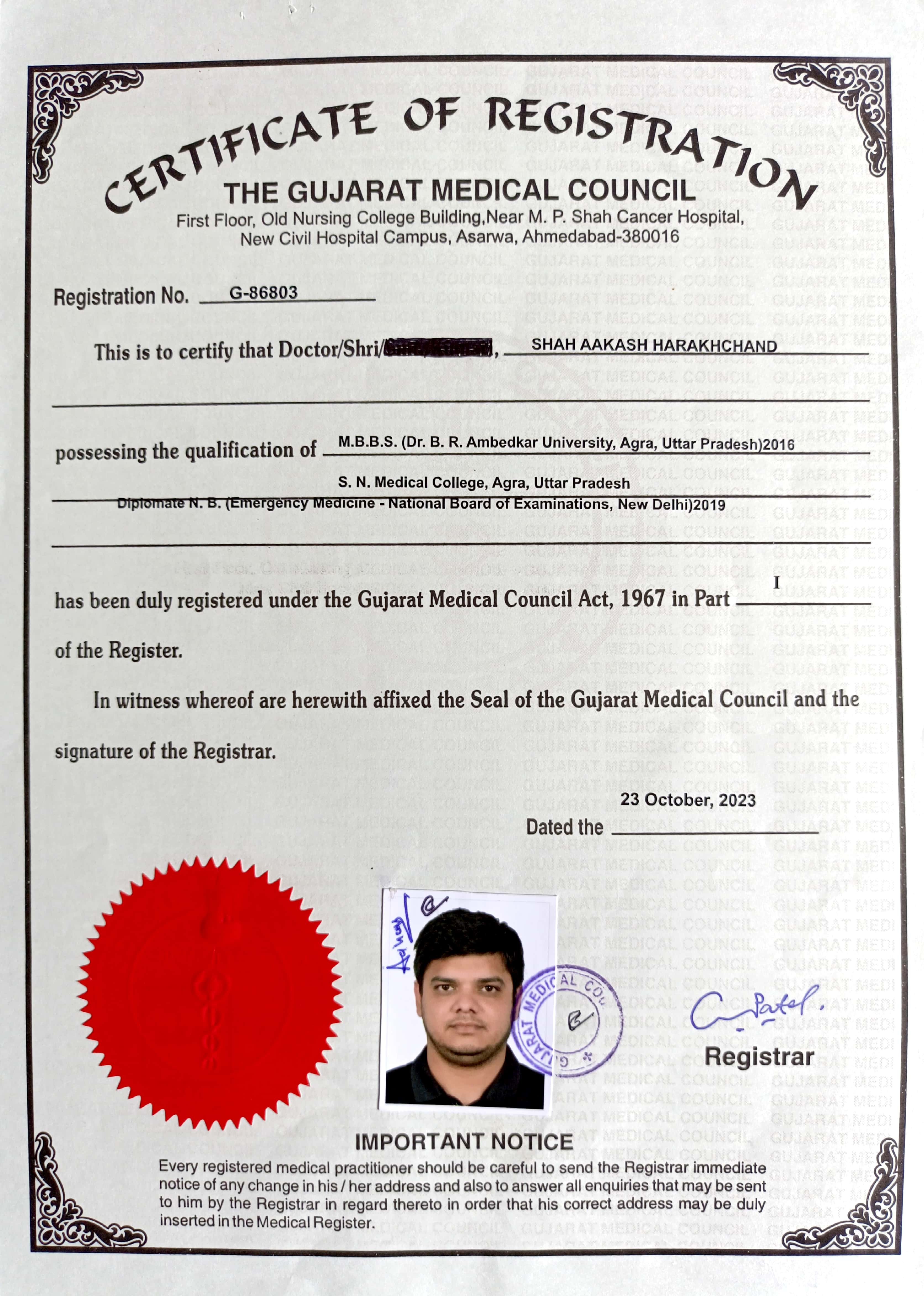 Doctor's certificate