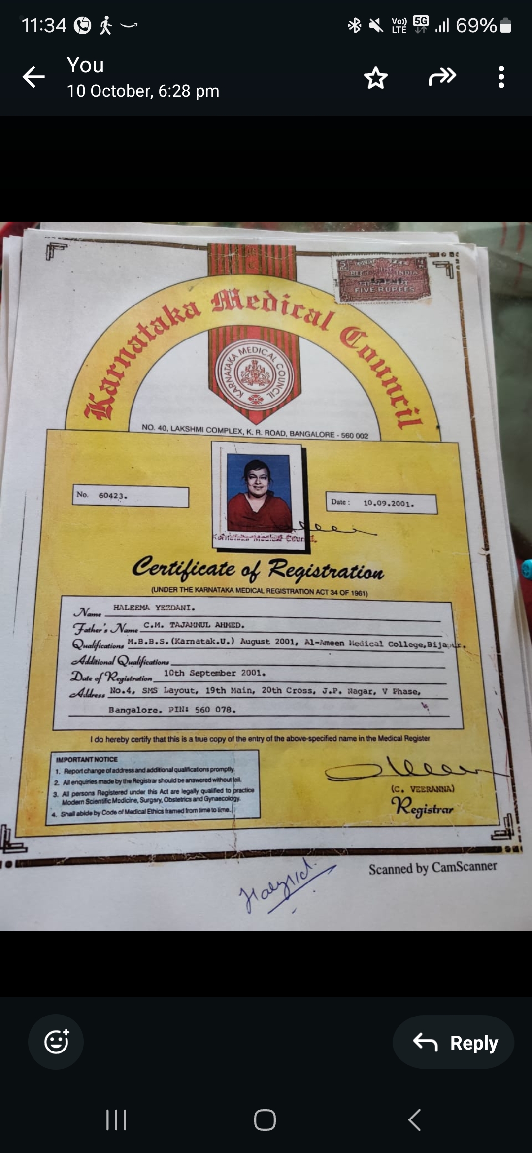 Doctor's certificate