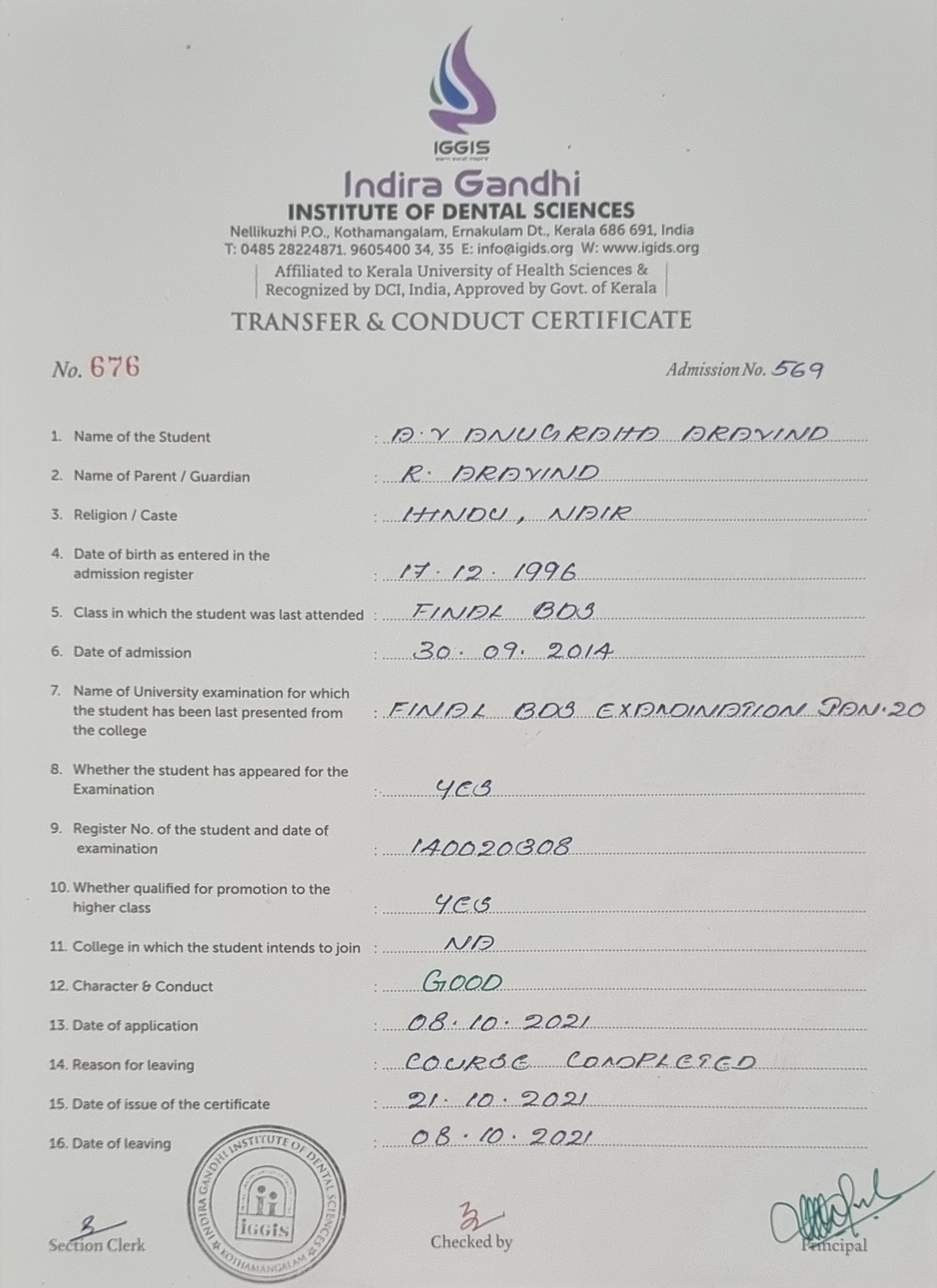 Doctor's certificate