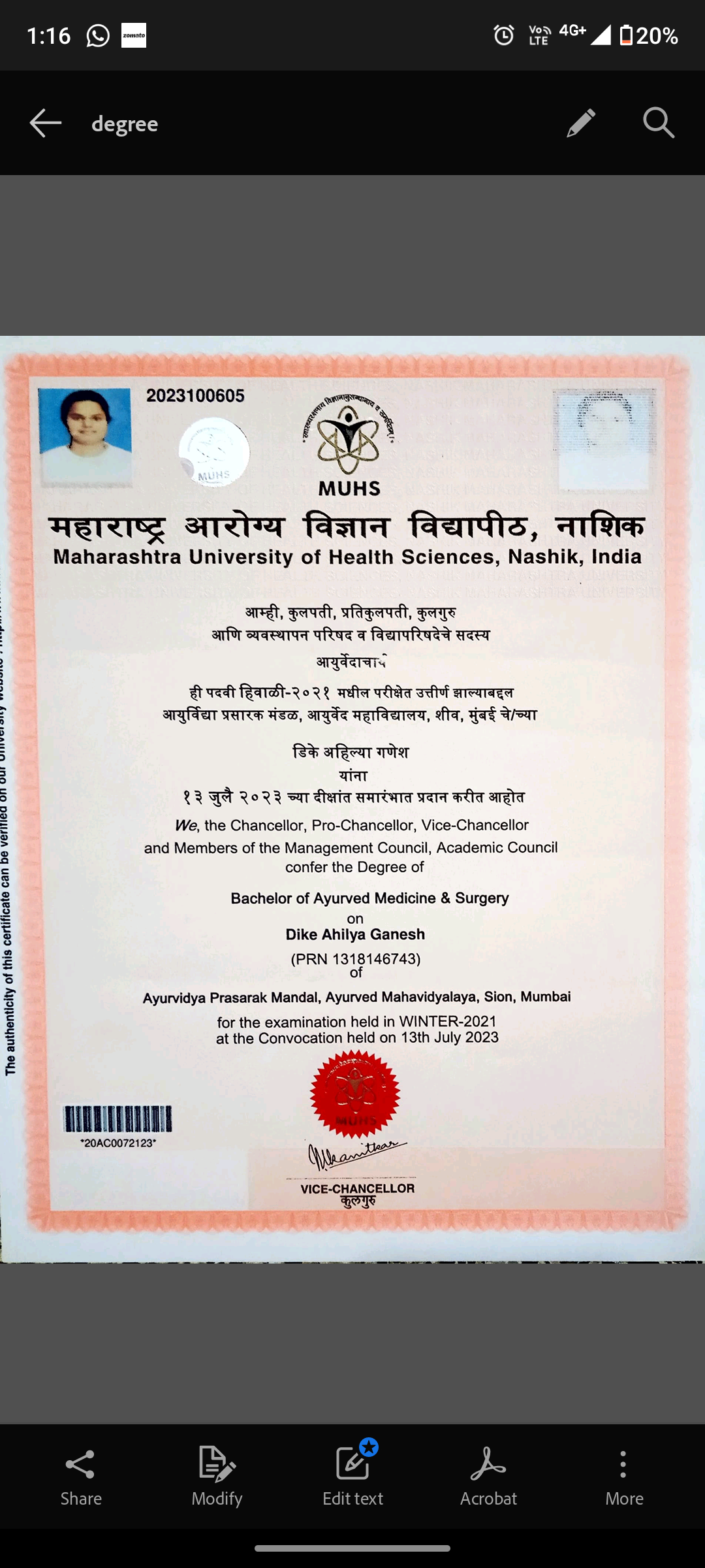 Doctor's certificate