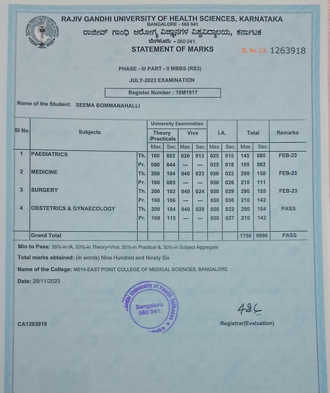 Doctor's certificate