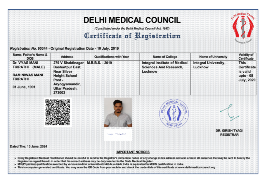 Doctor's certificate