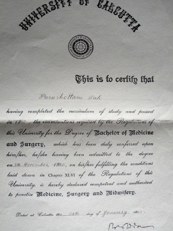 Doctor's certificate