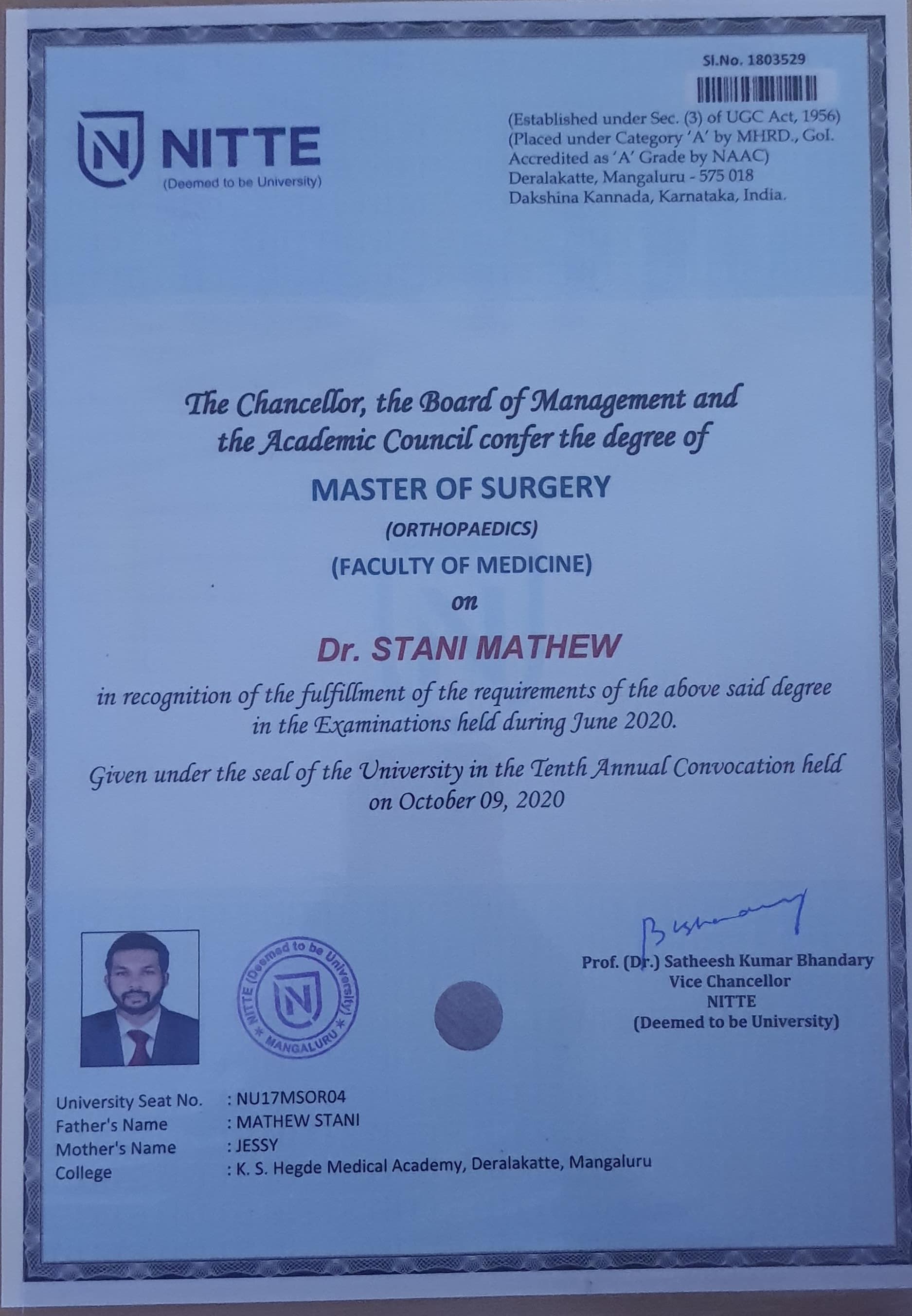 Doctor's certificate