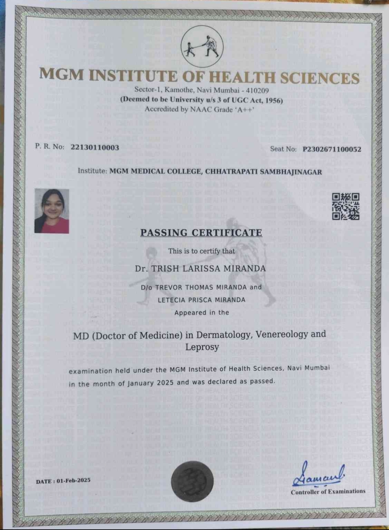 Doctor's certificate