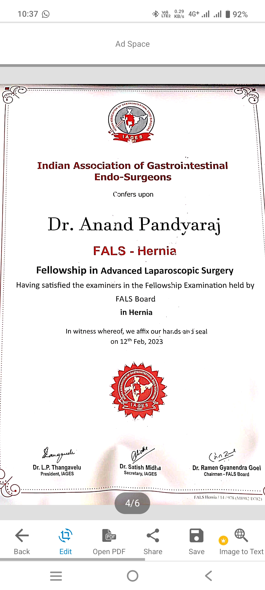 Doctor's certificate
