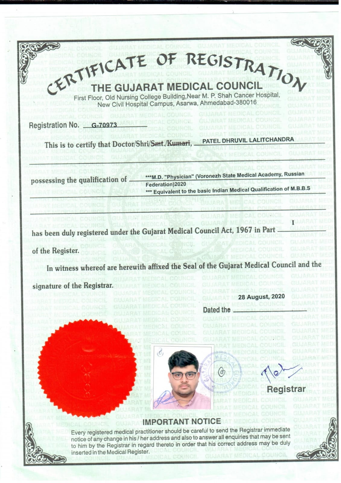Doctor's certificate
