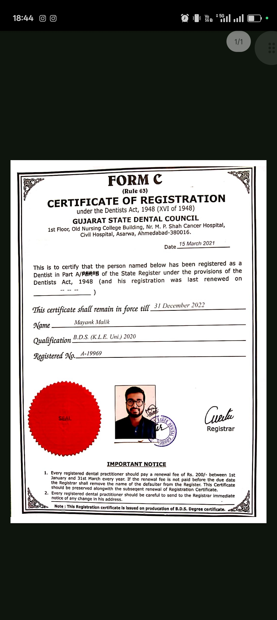 Doctor's certificate