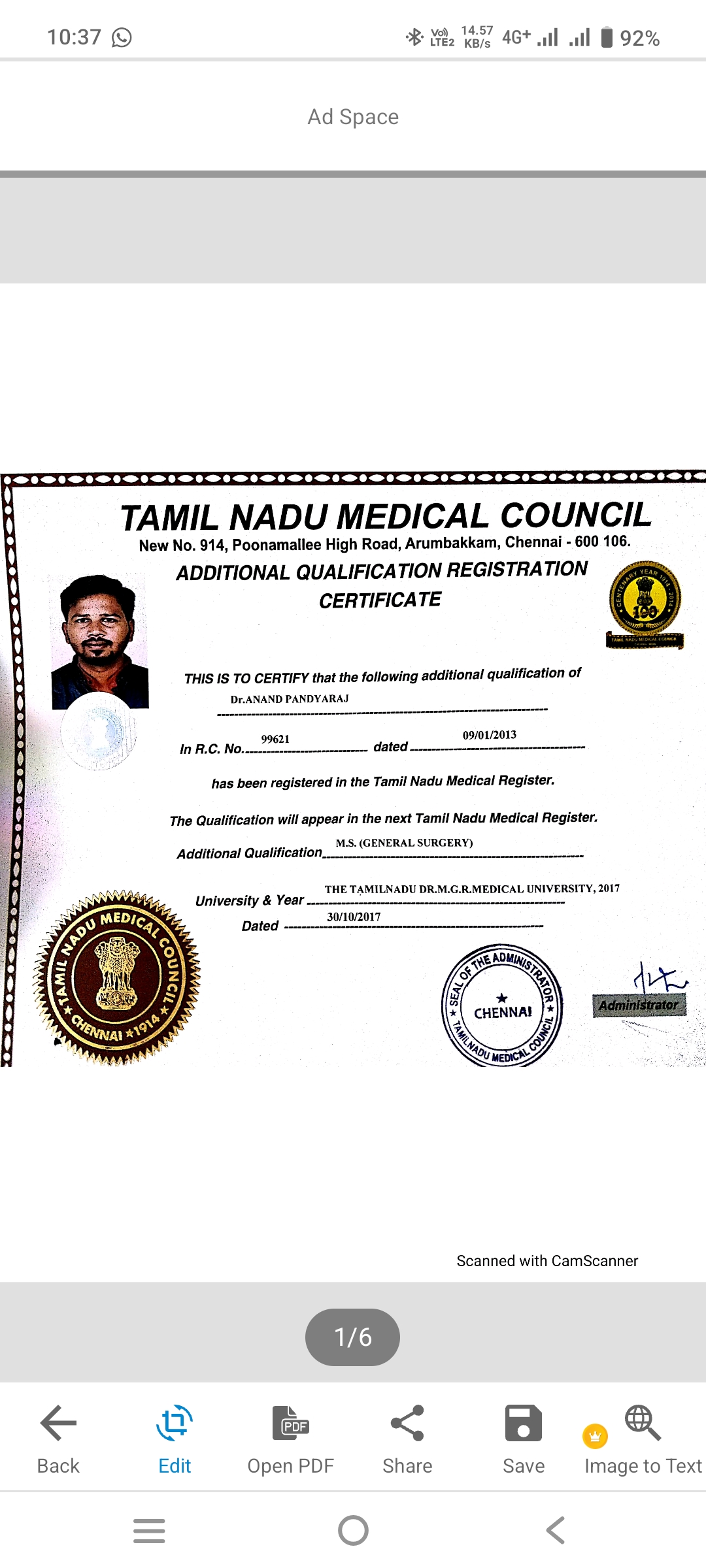 Doctor's certificate