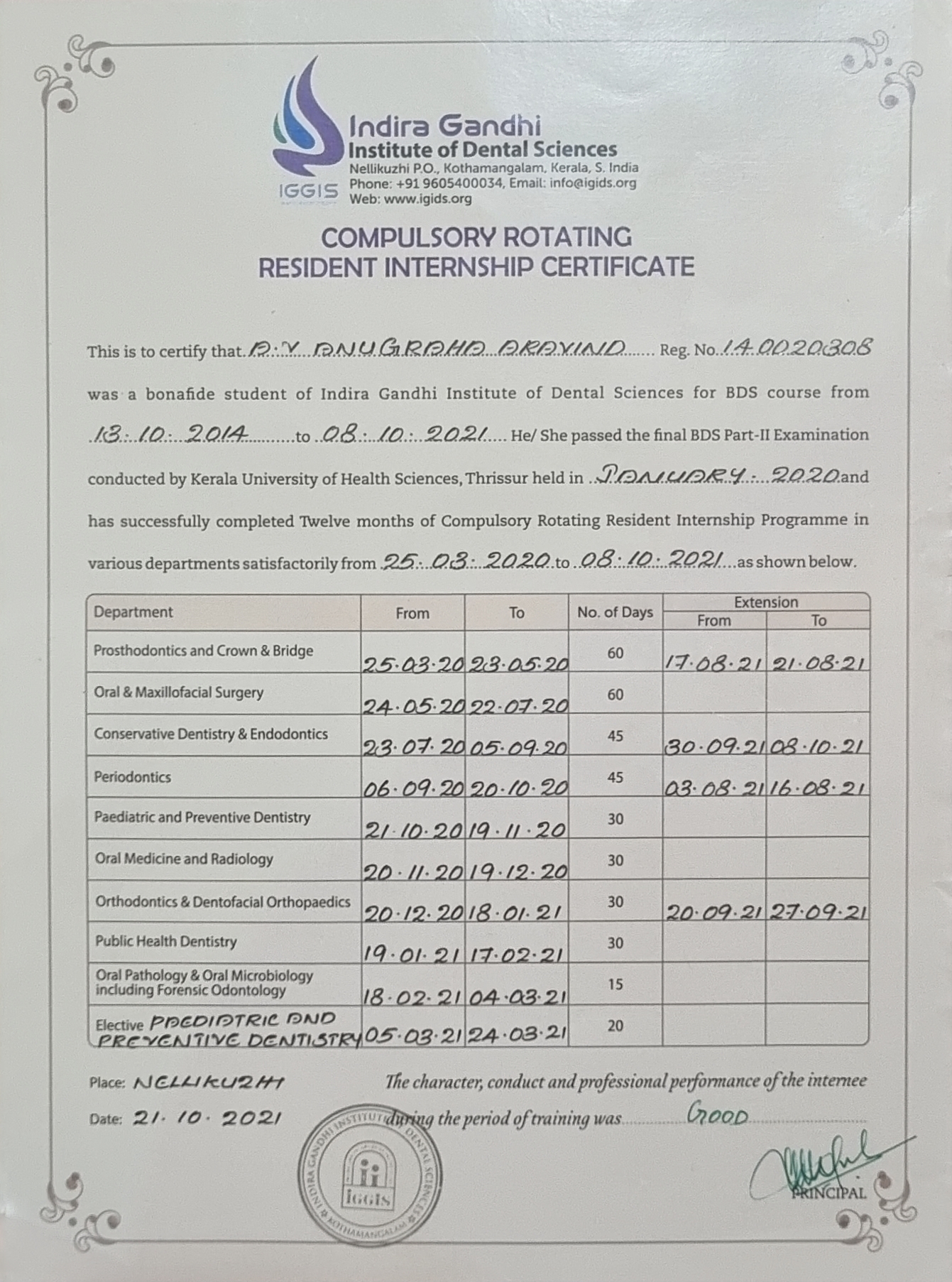 Doctor's certificate