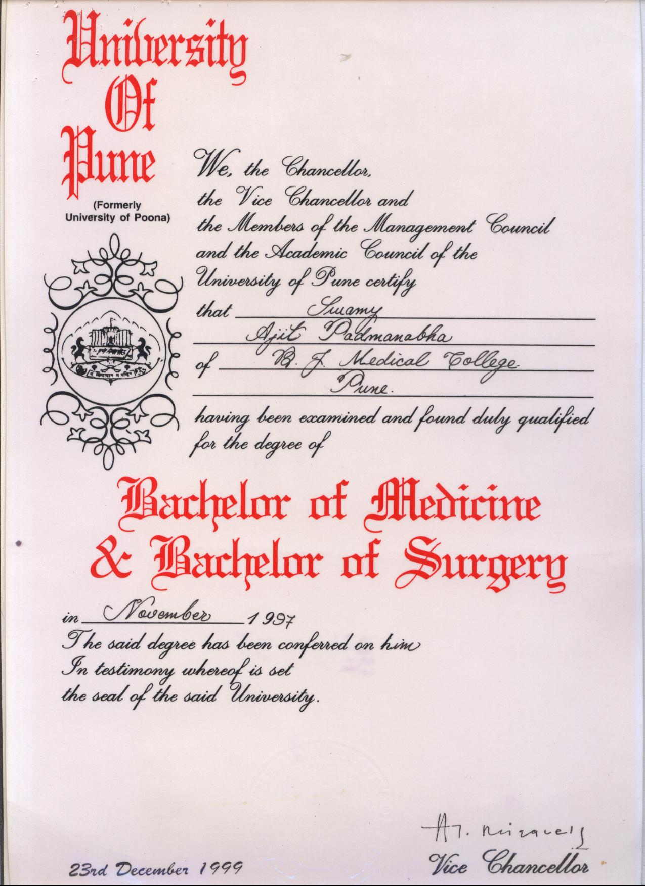 Doctor's certificate