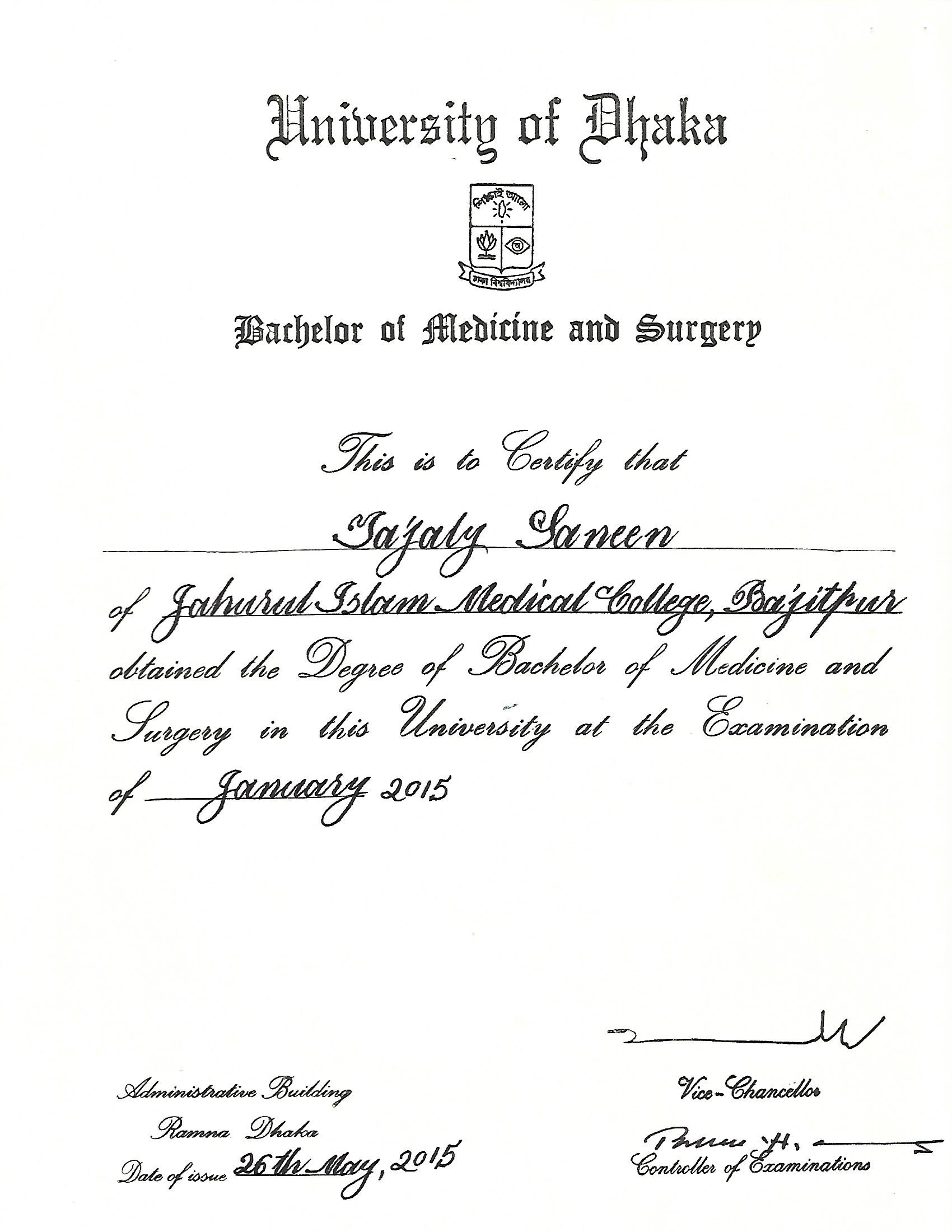 Doctor's certificate